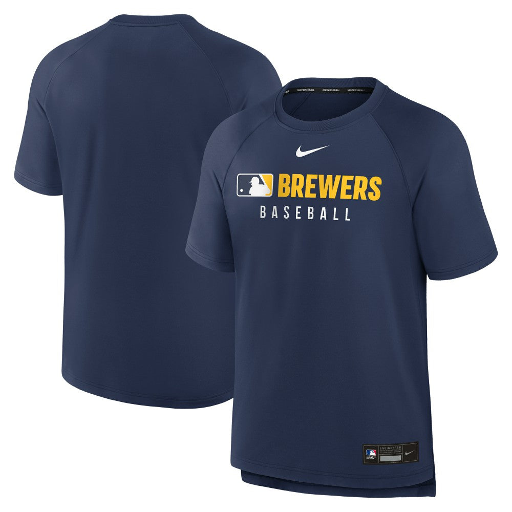 Milwaukee Brewers Nike Authentic Collection Pregame Raglan Dri-FIT T-Shirt - Navy T-shirts