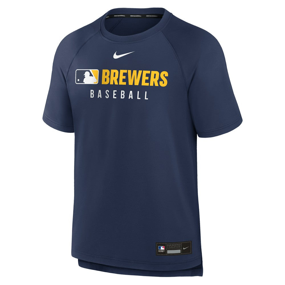 Milwaukee Brewers Nike Authentic Collection Pregame Raglan Dri-FIT T-Shirt - Navy T-shirts