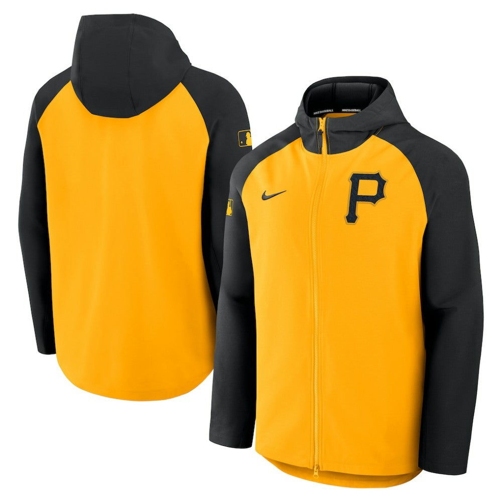 Pittsburgh Pirates Nike Authentic Collection Raglan Performance Full-Zip Jacket - Gold/Black Jackets