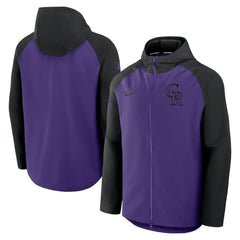 Colorado Rockies Nike Authentic Collection Raglan Performance Full-Zip Jacket - Purple/Black Jackets