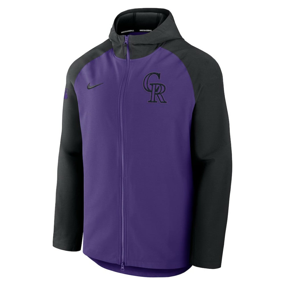 Colorado Rockies Nike Authentic Collection Raglan Performance Full-Zip Jacket - Purple/Black Jackets