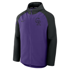 Colorado Rockies Nike Authentic Collection Raglan Performance Full-Zip Jacket - Purple/Black Jackets