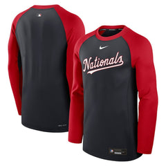 Washington Nationals Nike Authentic Collection Game Time Raglan Dri-FIT Long Sleeve T-Shirt - Navy/Red T-shirts