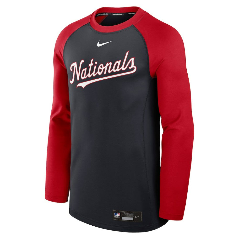 Washington Nationals Nike Authentic Collection Game Time Raglan Dri-FIT Long Sleeve T-Shirt - Navy/Red T-shirts