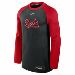 Cincinnati Reds Nike Authentic Collection Game Time Raglan Dri-FIT Long Sleeve T-Shirt - Black/Red T-shirts