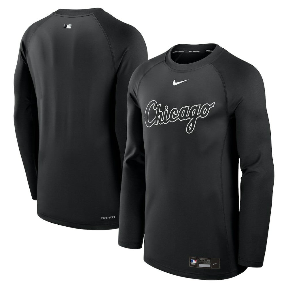 Chicago White Sox Nike Authentic Collection Game Time Raglan Dri-FIT Long Sleeve T-Shirt - Black T-shirts