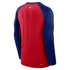 Texas Rangers Nike Authentic Collection Game Time Raglan Dri-FIT Long Sleeve T-Shirt - Red/Royal T-shirts