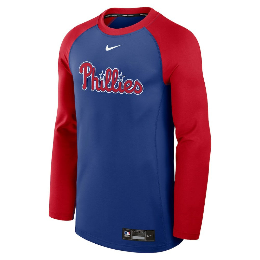 Philadelphia Phillies Nike Authentic Collection Game Time Raglan Performance Long Sleeve T-Shirt - Royal/Red T-shirts