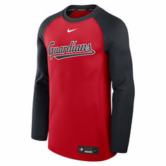 Cleveland Guardians Nike Authentic Collection Game Time Raglan Dri-FIT Long Sleeve T-Shirt - Red/Navy T-shirts