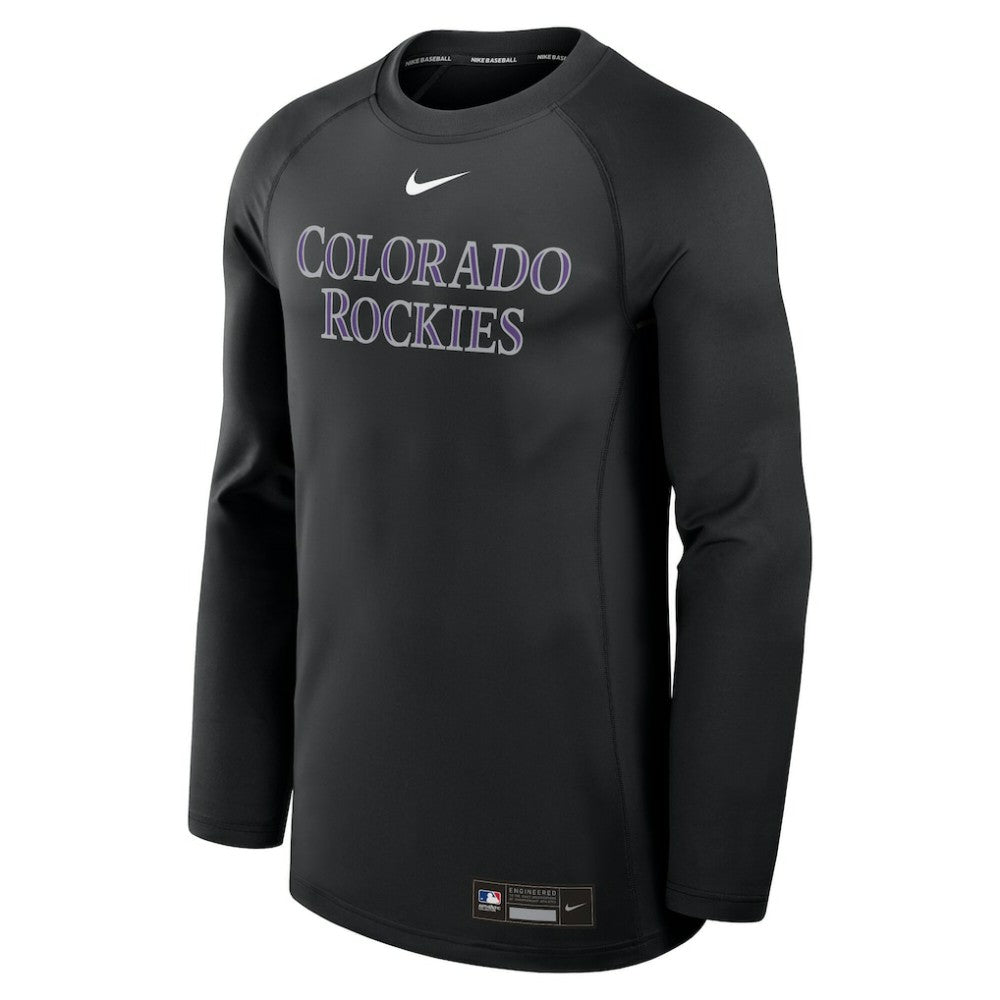 Colorado Rockies Nike Authentic Collection Game Time Raglan Dri-FIT Long Sleeve T-Shirt - Black T-shirts