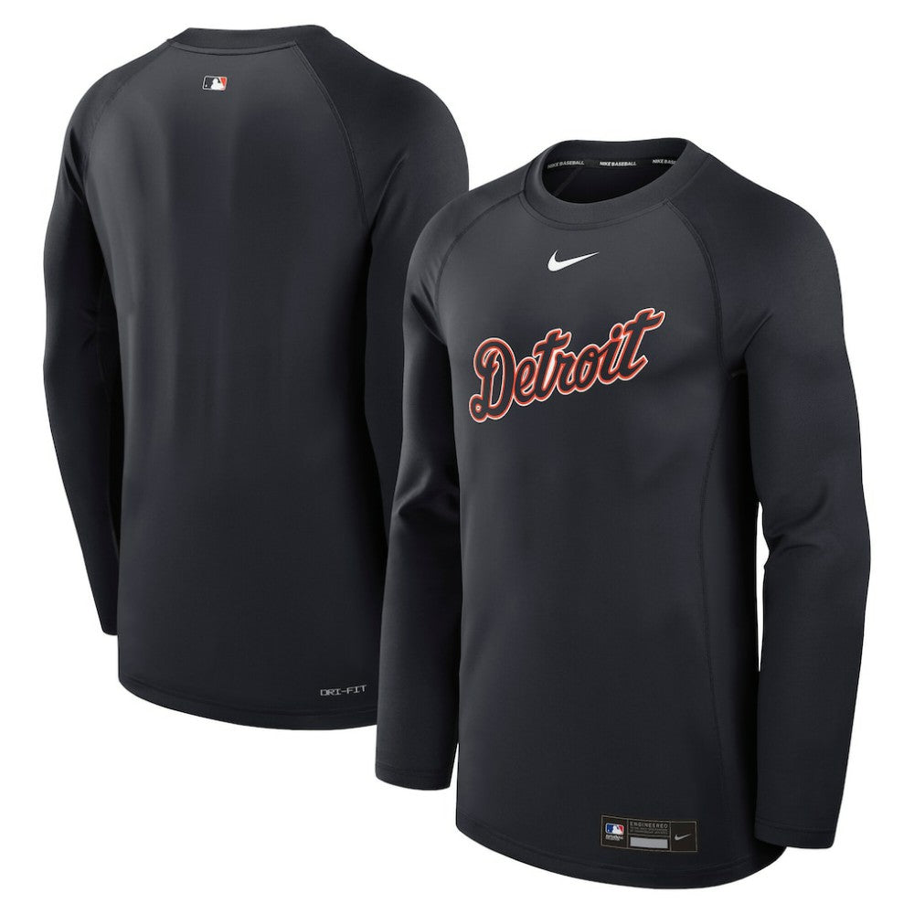 Detroit Tigers Nike Authentic Collection Game Time Raglan Dri-FIT Long Sleeve T-Shirt - Navy T-shirts
