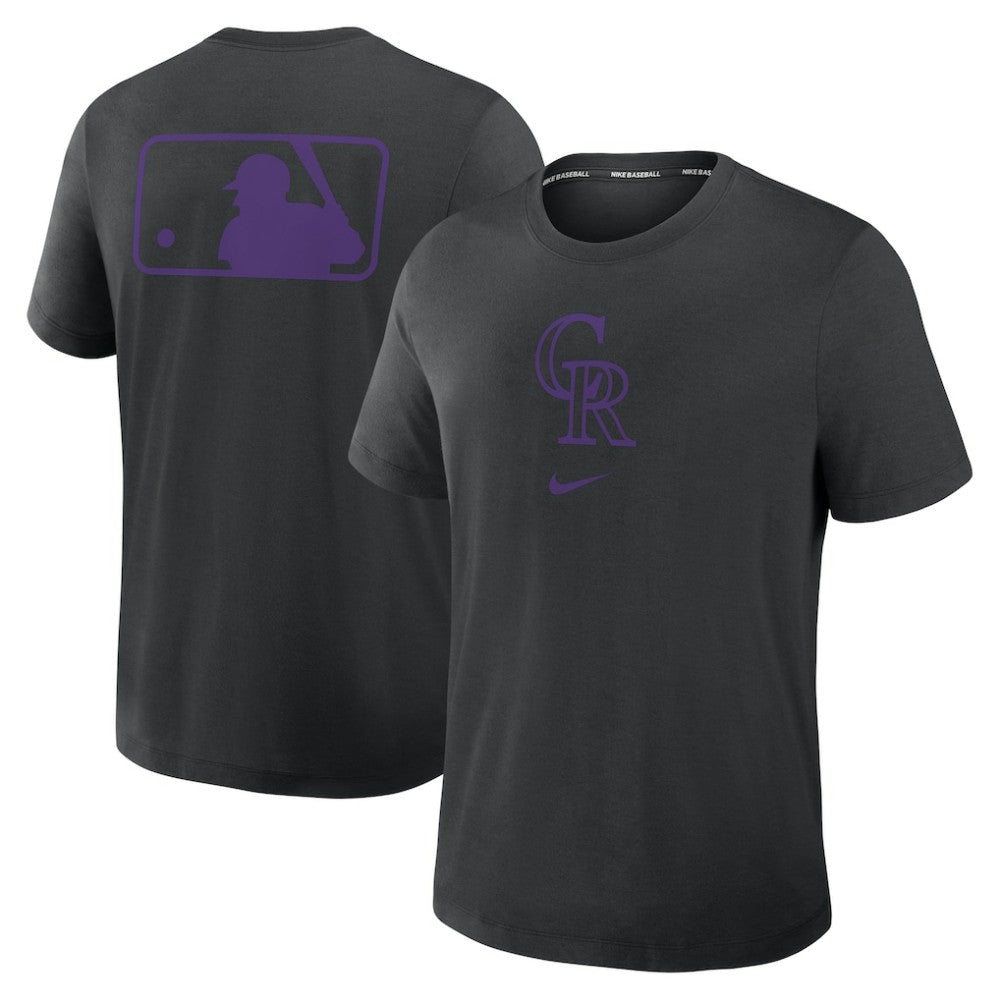 Colorado Rockies Nike Authentic Collection Early Work Tri-Blend Dri-FIT T-Shirt - Black T-shirts