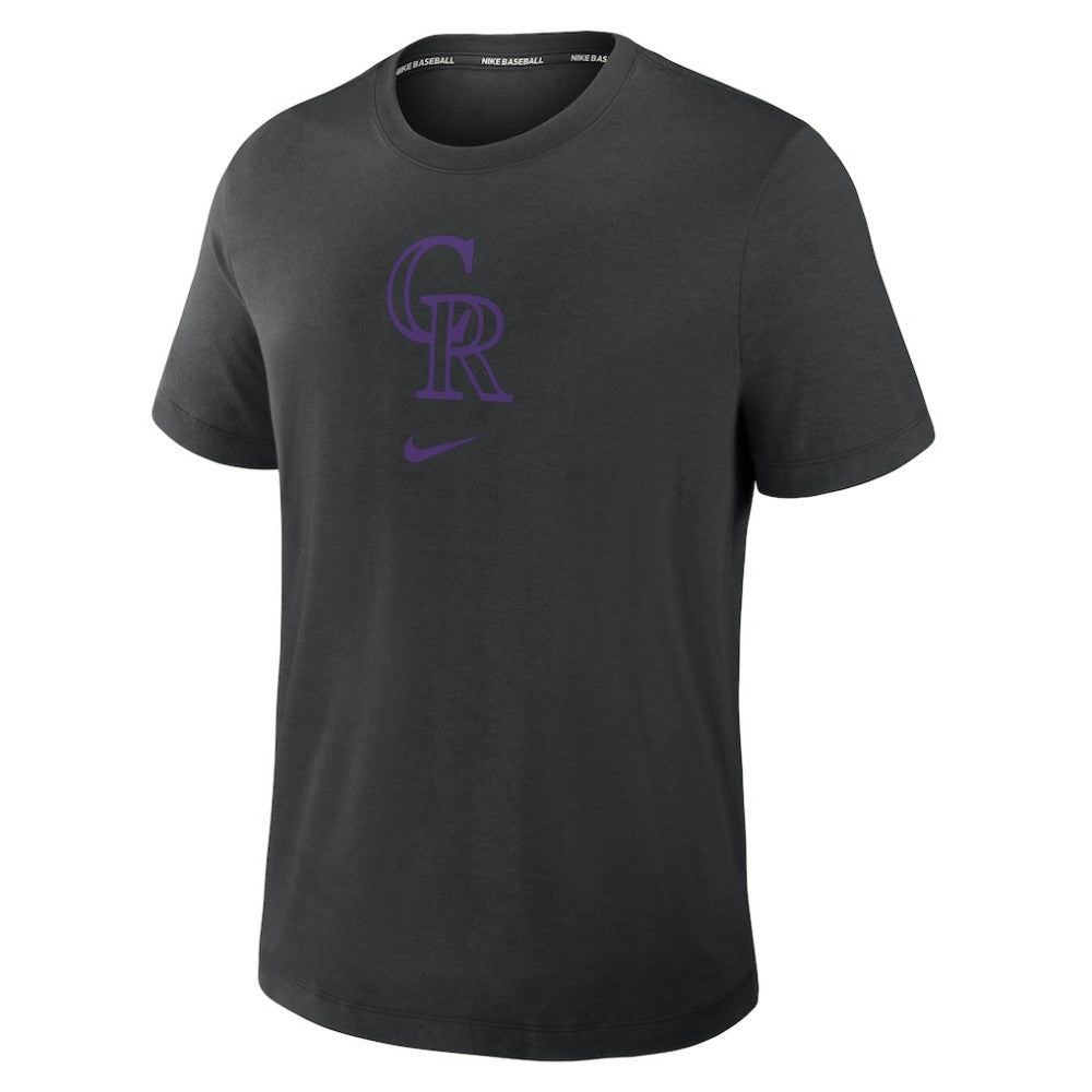 Colorado Rockies Nike Authentic Collection Early Work Tri-Blend Dri-FIT T-Shirt - Black T-shirts