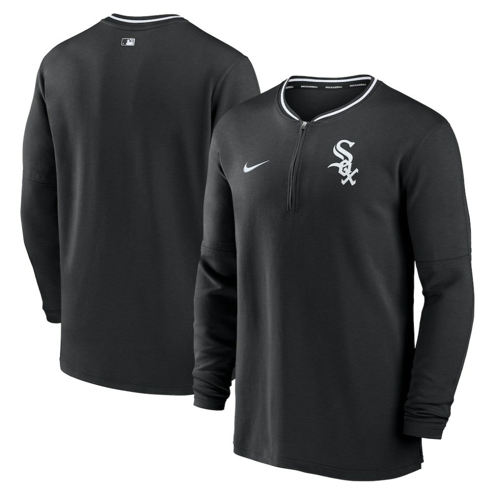Chicago White Sox Nike Authentic Collection Performance Half-Zip Top - Black Tops