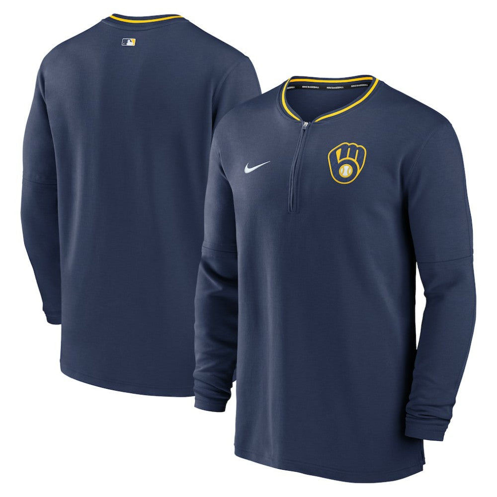 Milwaukee Brewers Nike Authentic Collection Performance Half-Zip Top - Navy Tops