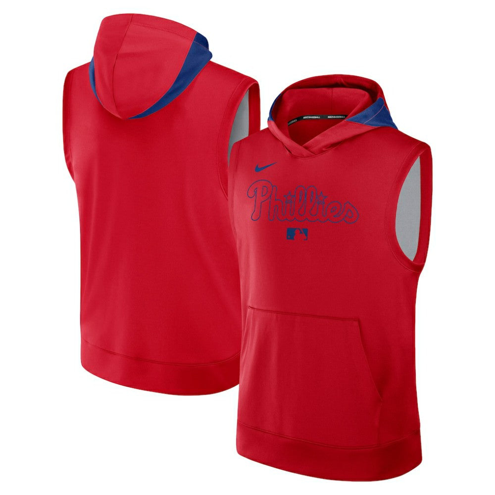 Philadelphia Phillies Nike Authentic Collection Dri-FIT Sleeveless Hoodie - Red Hoodies