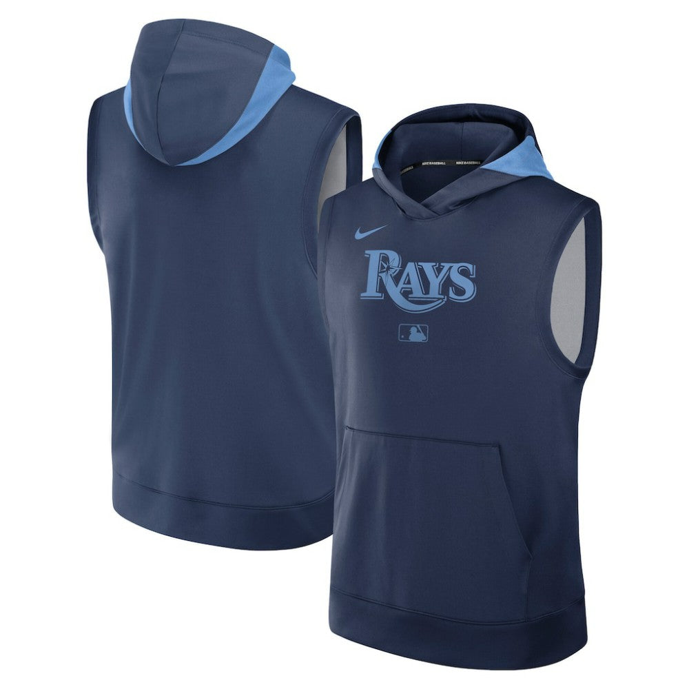 Tampa Bay Rays Nike Authentic Collection Dri-FIT Sleeveless Hoodie - Navy Hoodies