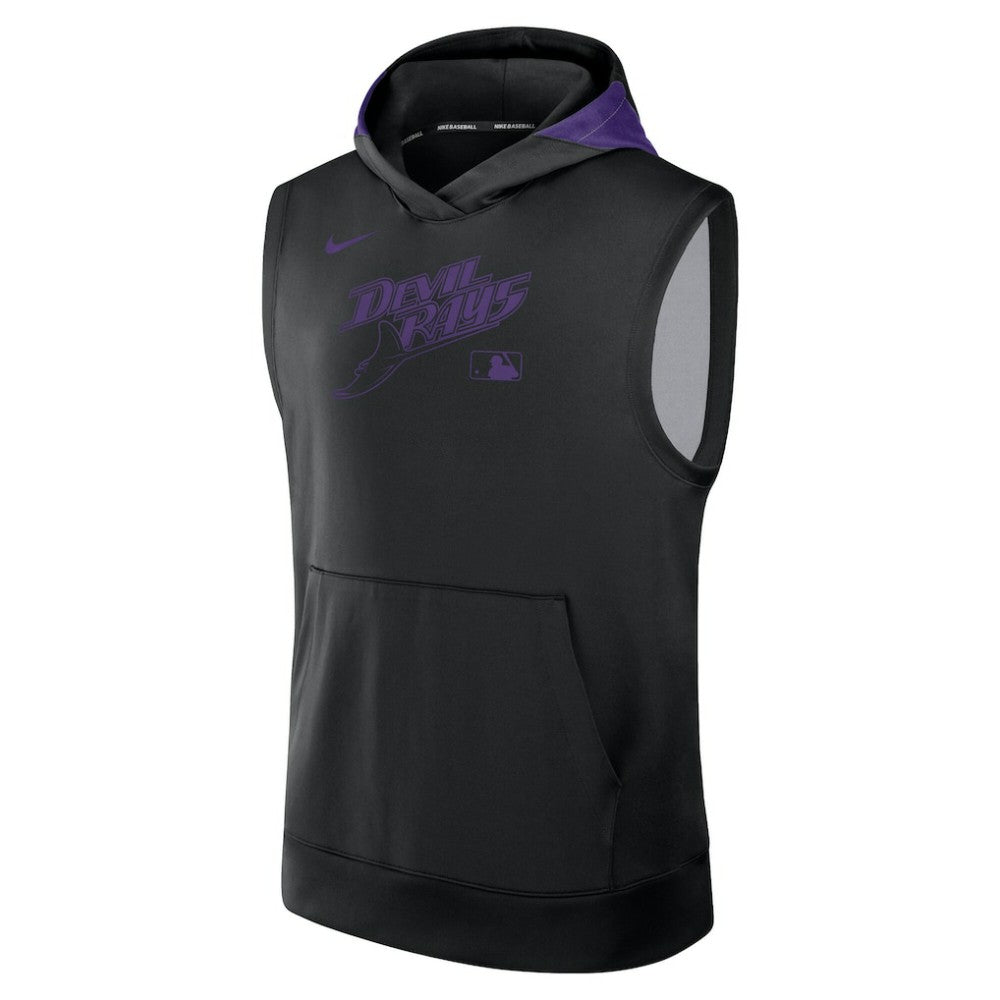 Tampa Bay Rays Nike Authentic Collection Dri-FIT Sleeveless Hoodie - Black Hoodies