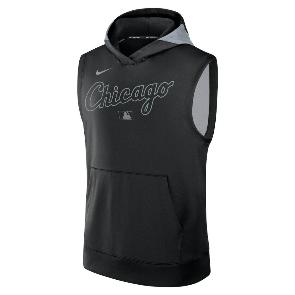 Chicago White Sox Nike Authentic Collection Dri-FIT Sleeveless Hoodie - Black Hoodies