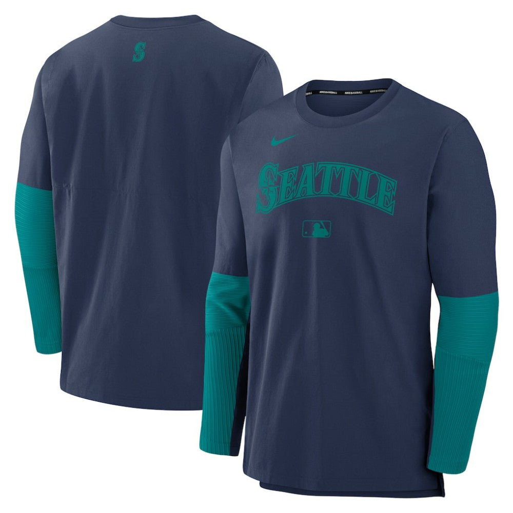 Seattle Mariners Nike Authentic Collection Player Dri-FIT Lightweight Pullover  - Navy/Teal Pullover