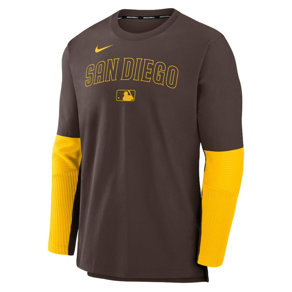 San Diego Padres Nike Authentic Collection Player Dri-FIT Lightweight Pullover  - Brown/Gold Pullover