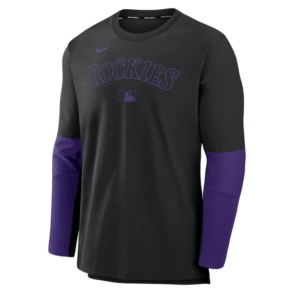 Colorado Rockies Nike Authentic Collection Player Dri-FIT Lightweight Pullover  - Black/Purple Pullover