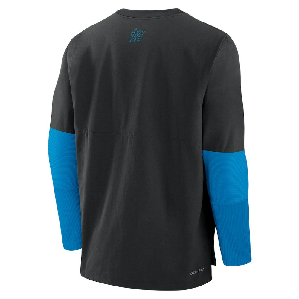 Miami Marlins Nike Authentic Collection Player Dri-FIT Lightweight Pullover  - Black Pullover