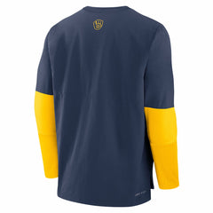 Milwaukee Brewers Nike Authentic Collection Player Dri-FIT Lightweight Pullover  - Navy/Gold Pullover
