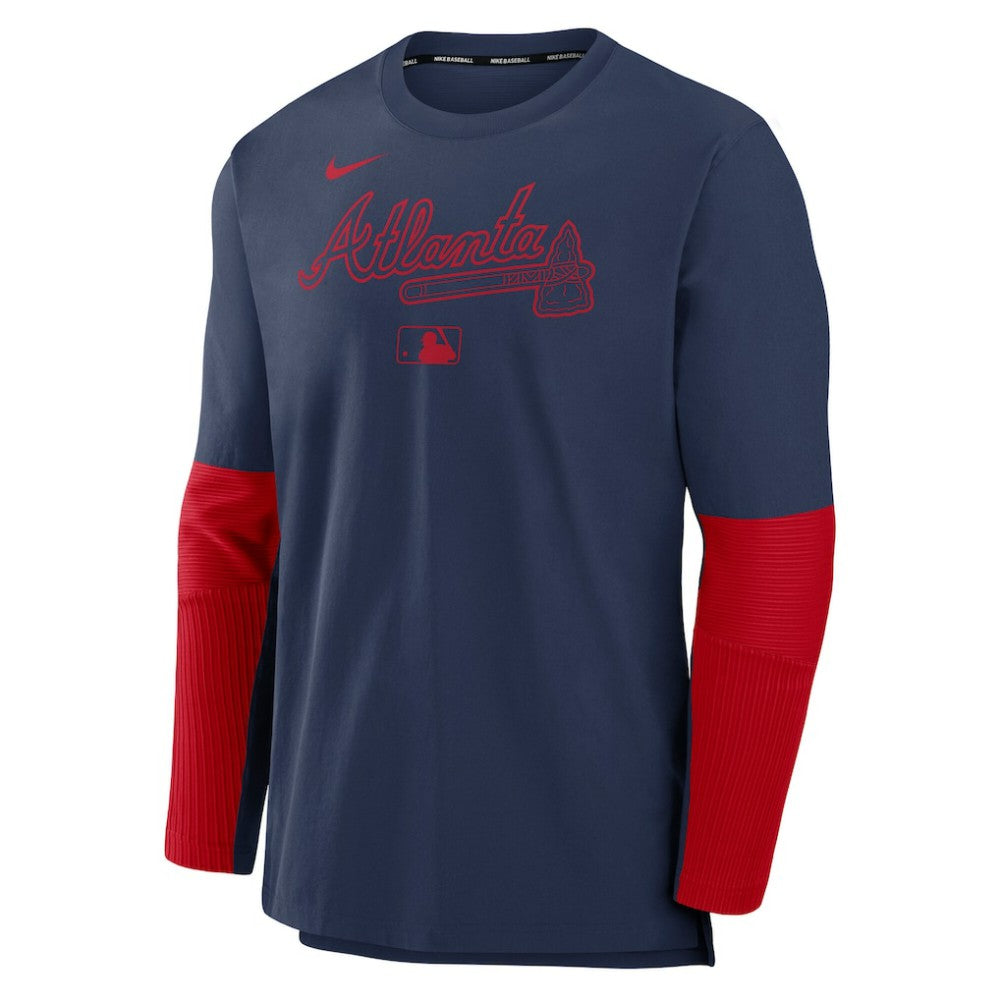 Atlanta Braves Nike Authentic Collection Player Dri-FIT Lightweight Pullover  - Navy/Red Pullover
