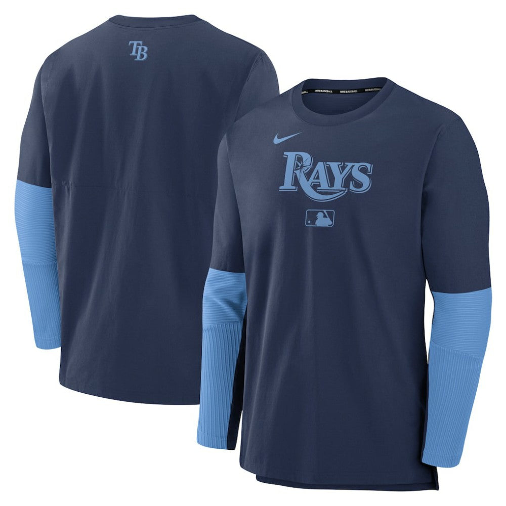 Tampa Bay Rays Nike Authentic Collection Player Dri-FIT Lightweight Pullover  - Navy/Light Blue Pullover