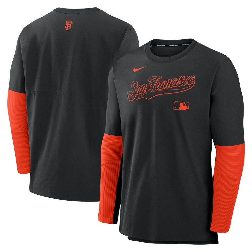 San Francisco Giants Nike Authentic Collection Player Dri-FIT Lightweight Pullover  - Black/Orange Pullover