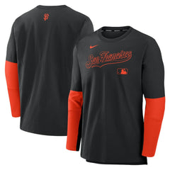 San Francisco Giants Nike Authentic Collection Player Dri-FIT Lightweight Pullover  - Black/Orange Pullover