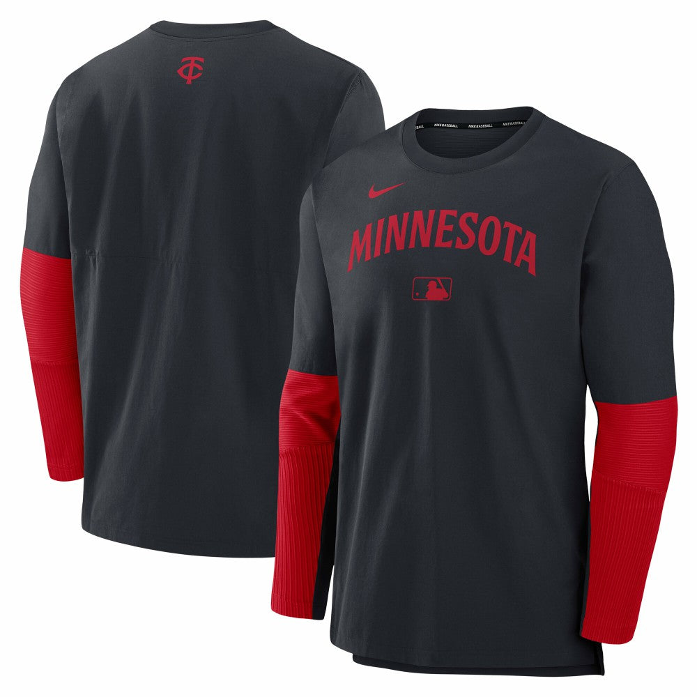Minnesota Twins Nike Authentic Collection Player Dri-FIT Lightweight Pullover  - Navy/Red Pullover