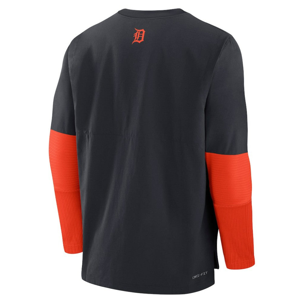 Detroit Tigers Nike Authentic Collection Player Dri-FIT Lightweight Pullover  - Navy/Orange Pullover