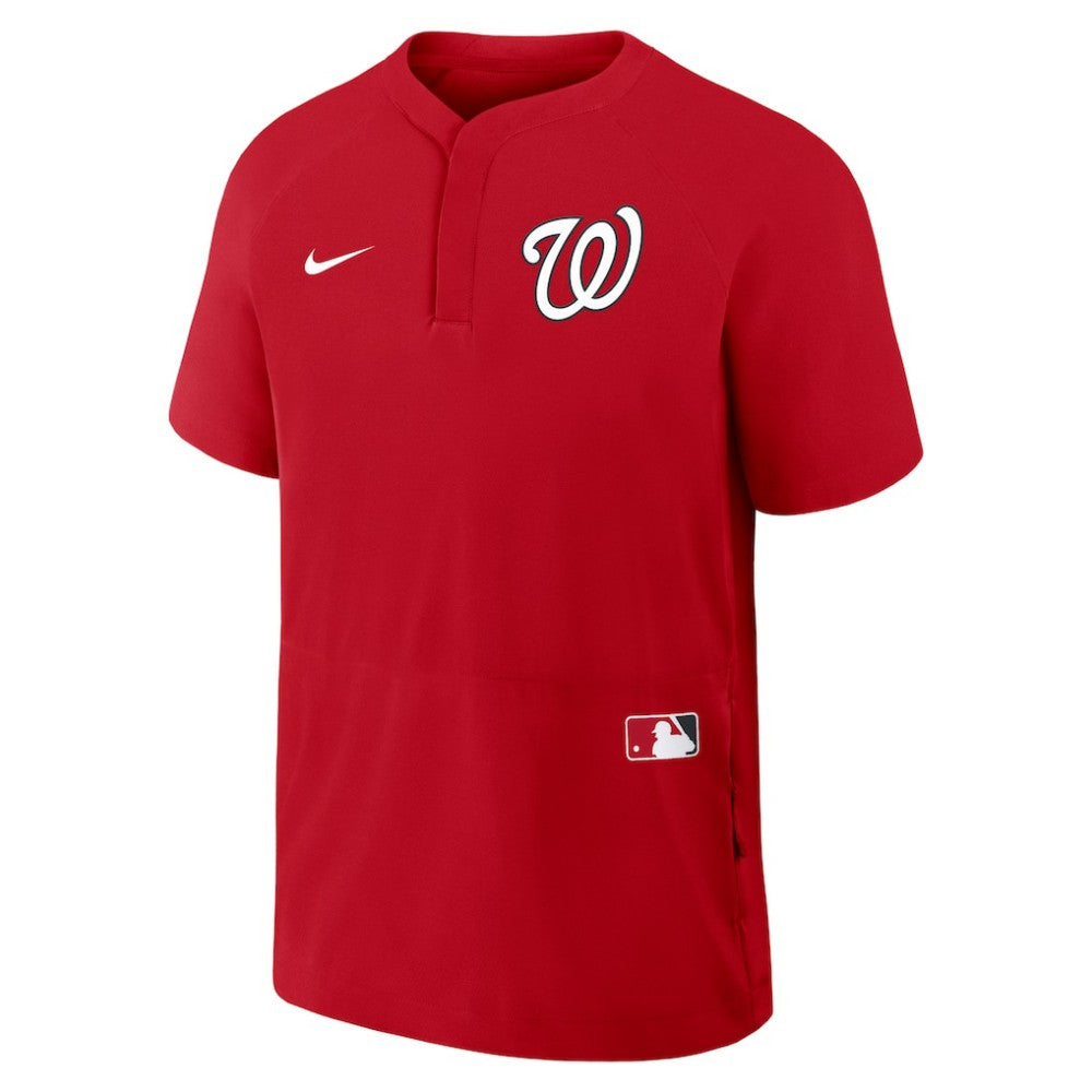 Washington Nationals Nike Authentic Collection Raglan Short Sleeve Windshirt - Red