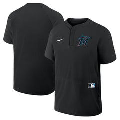Miami Marlins Nike Authentic Collection Raglan Short Sleeve Windshirt - Black