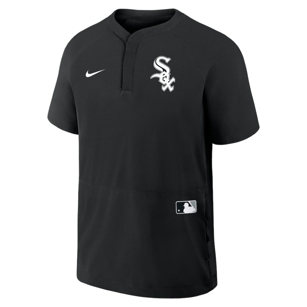Chicago White Sox Nike Authentic Collection Raglan Short Sleeve Windshirt - Black