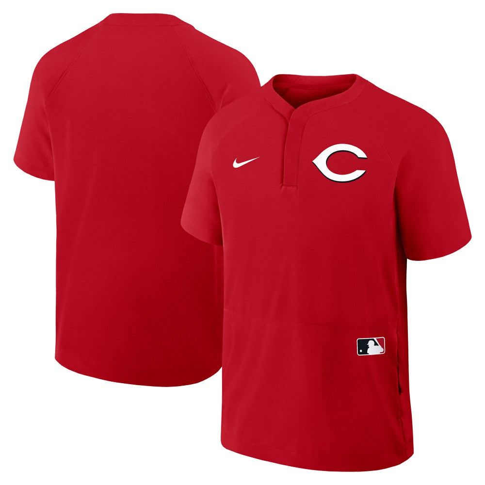 Cincinnati Reds Nike Authentic Collection Raglan Short Sleeve Windshirt - Red