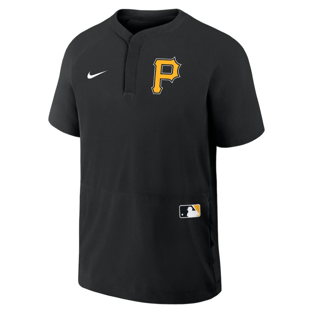 Pittsburgh Pirates Nike Authentic Collection Raglan Short Sleeve Windshirt - Black