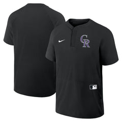 Colorado Rockies Nike Authentic Collection Raglan Short Sleeve Windshirt - Black