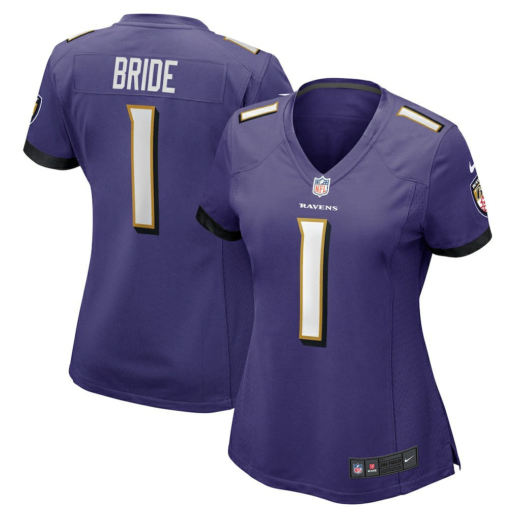 Number 1 Bride Baltimore Ravens Women's Game Jersey - Purple Jerseys