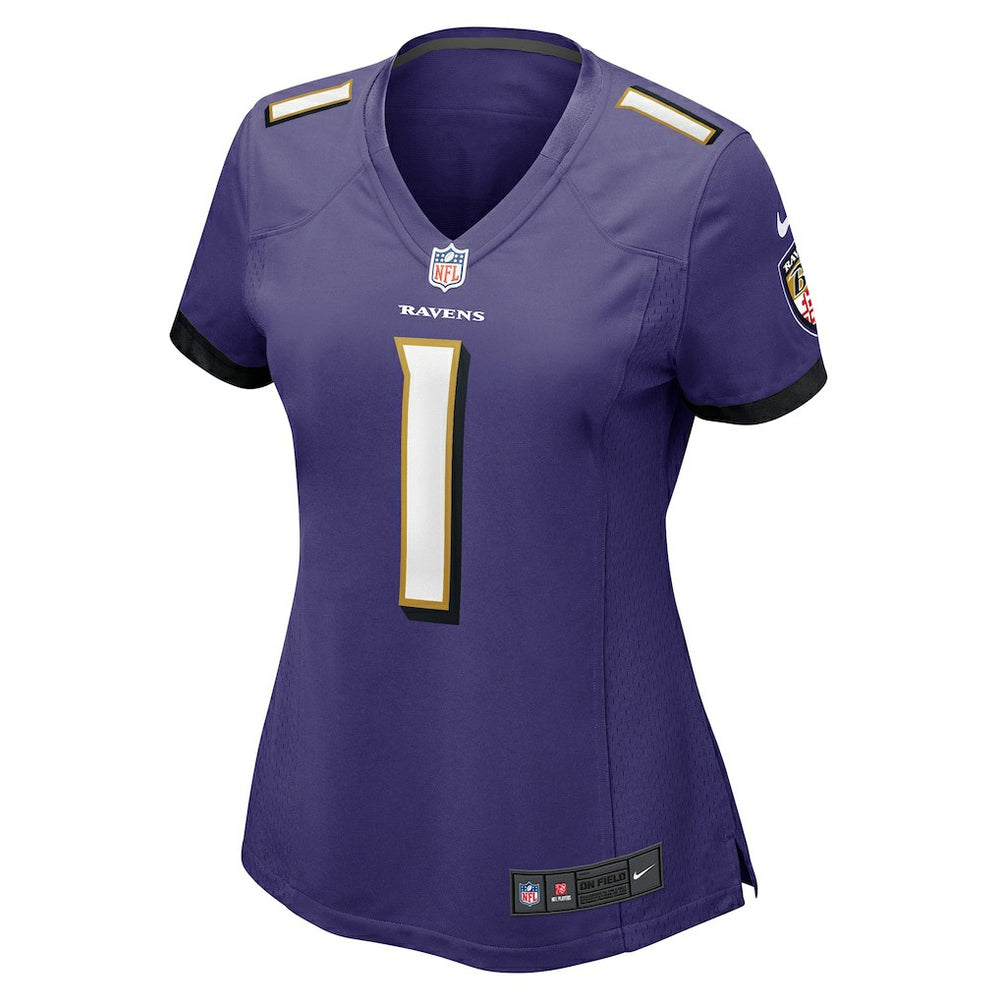 Number 1 Bride Baltimore Ravens Women's Game Jersey - Purple Jerseys