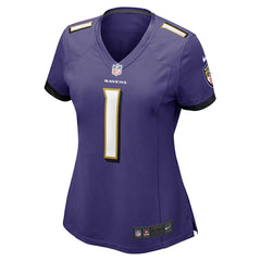 Number 1 Bride Baltimore Ravens Women's Game Jersey - Purple Jerseys