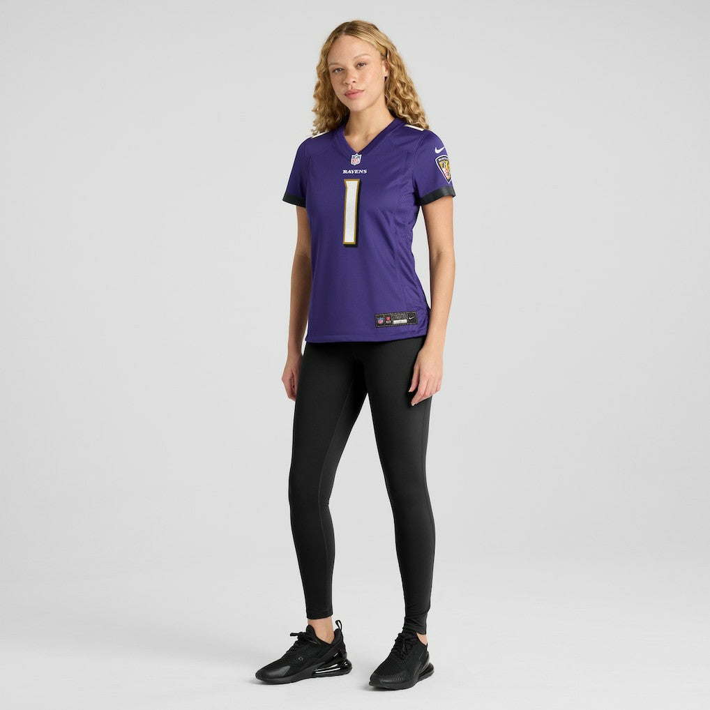 Number 1 Bride Baltimore Ravens Women's Game Jersey - Purple Jerseys