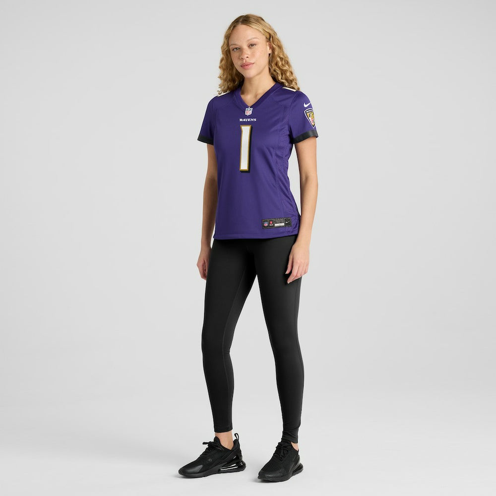 Number 1 Bride Baltimore Ravens Women's Game Jersey - Purple Jerseys