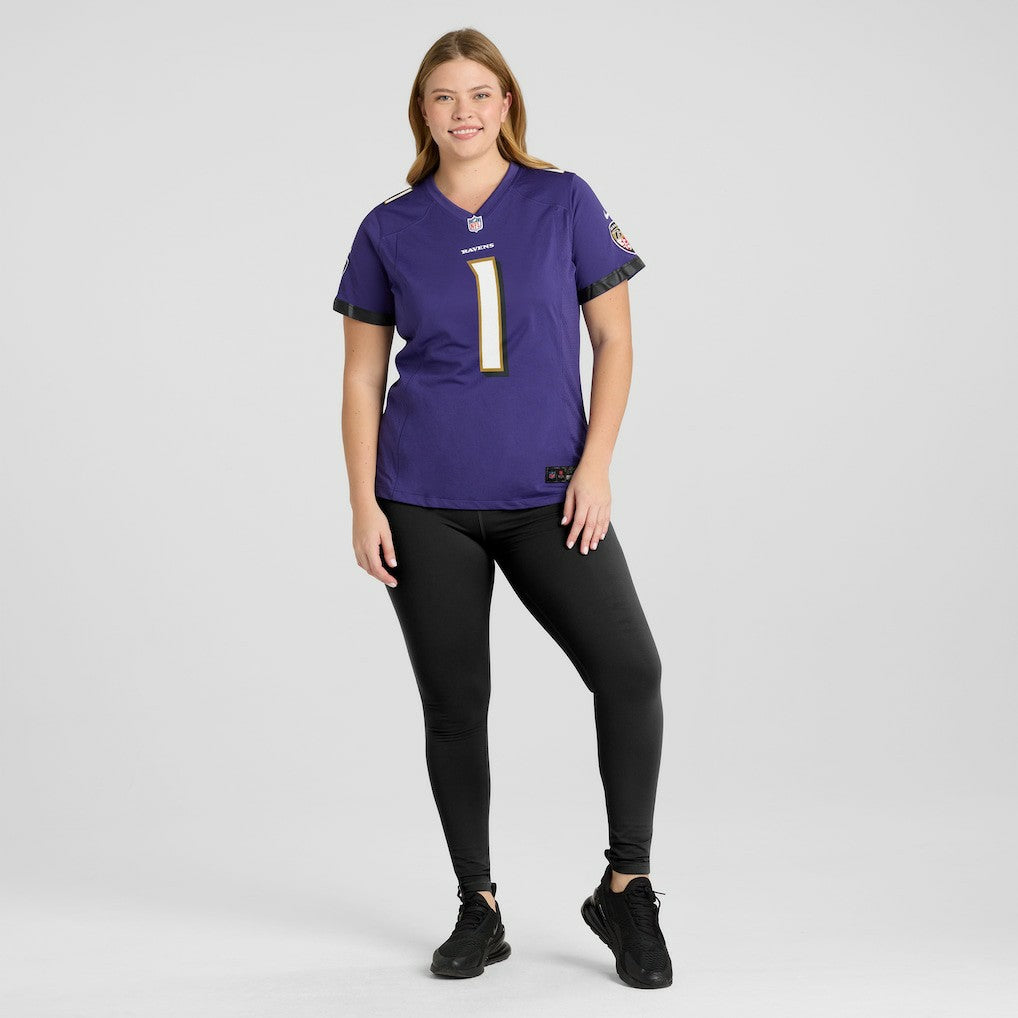 Number 1 Bride Baltimore Ravens Women's Game Jersey - Purple Jerseys