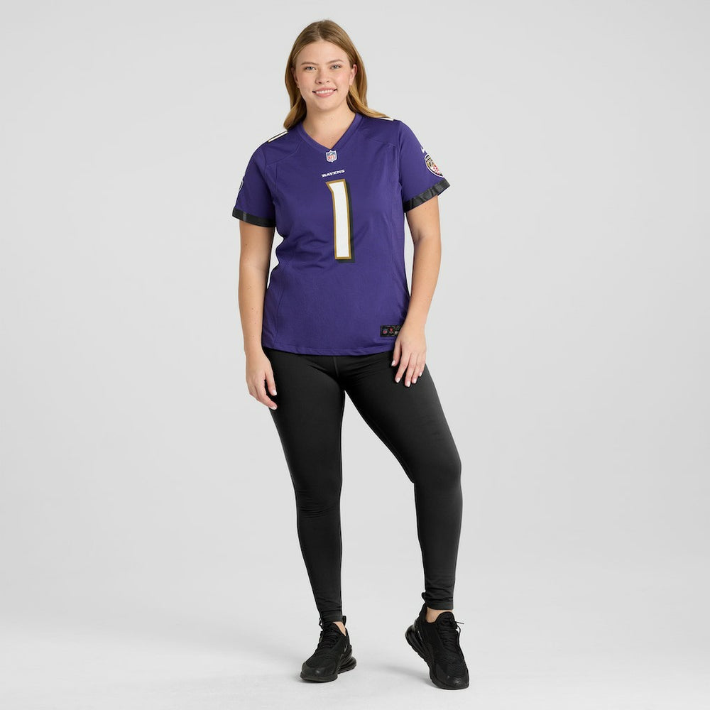 Number 1 Bride Baltimore Ravens Women's Game Jersey - Purple Jerseys