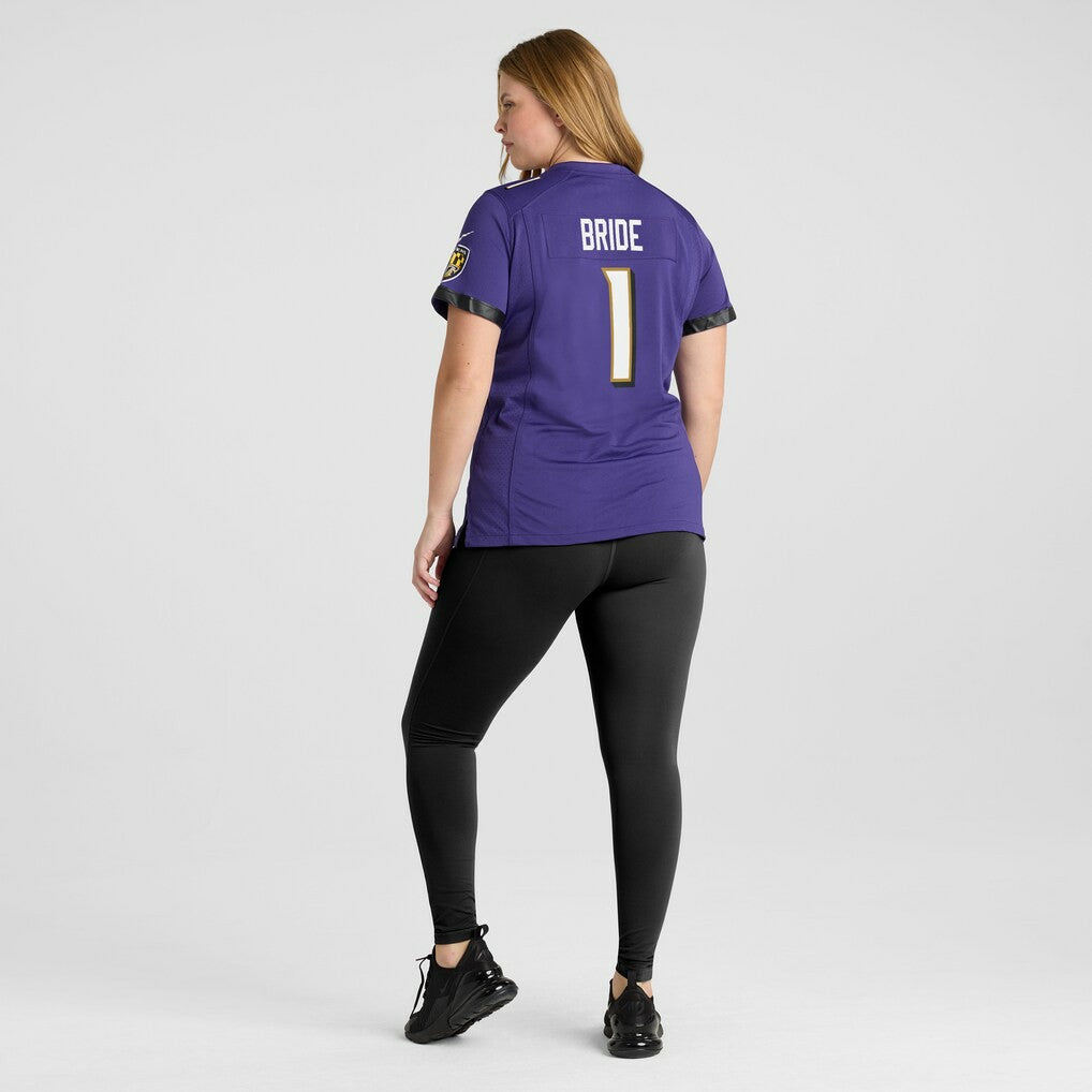 Number 1 Bride Baltimore Ravens Women's Game Jersey - Purple Jerseys