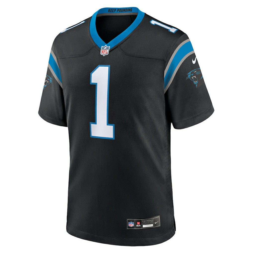 Number 1 Groom Carolina Panthers Game Jersey - Black Jerseys