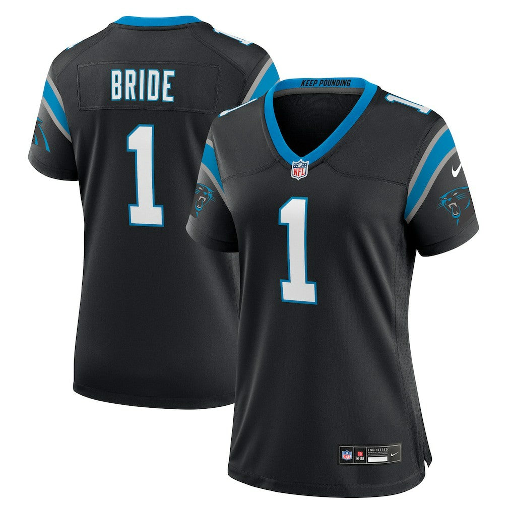 Number 1 Bride Carolina Panthers Women's Game Jersey - Black Jerseys